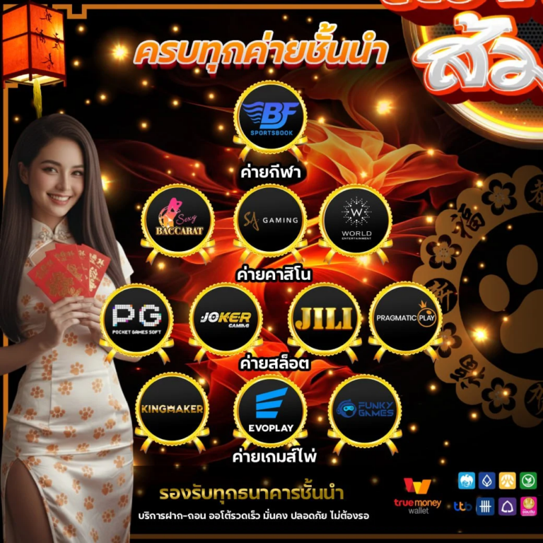 ค่ายเกมชั้นนำที่ร่วมบริการกับ แมวส้ม (CATSOM) พร้อมผู้หญิงถืออั่งเปา